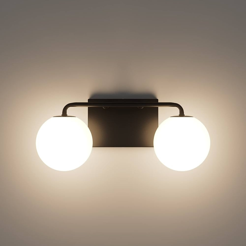 Tipace 2 Lights Mid Century Vintage Bathroom Vanity Light Fixtures Over Mirror Black Industrial V... | Amazon (US)