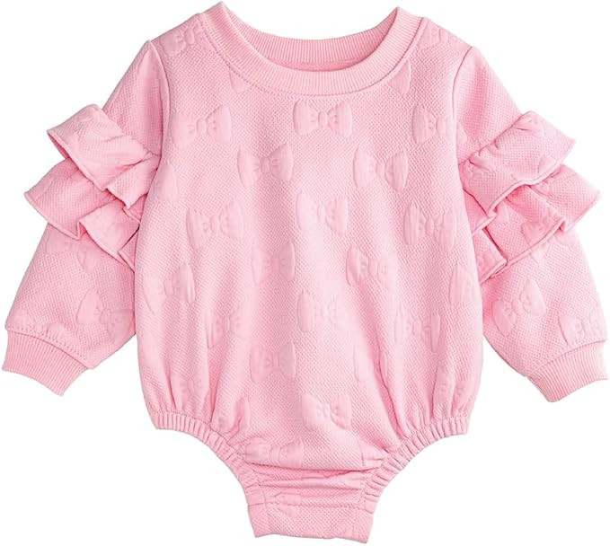 Mud Pie baby-girls Mud Pie Baby Quilted Bow Sweatshirt Bubble | Amazon (US)