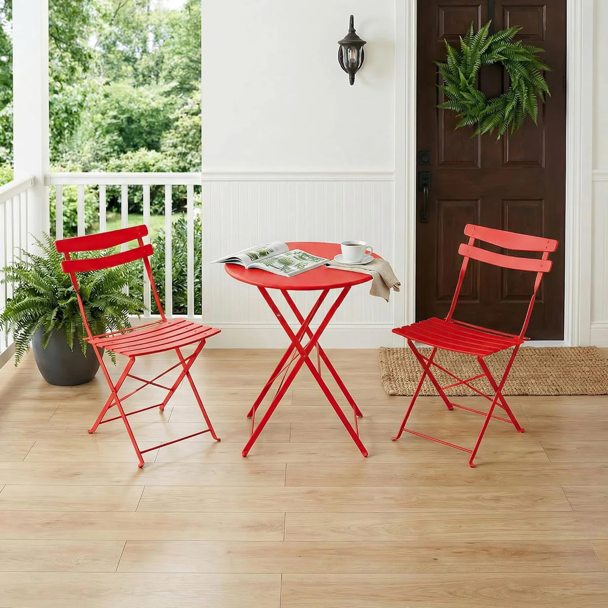 3-Piece Bistro Set \u2013 Steel Frame Space-Saving Folding Patio Furniture with 2 Chairs & Bistro... | Wayfair North America