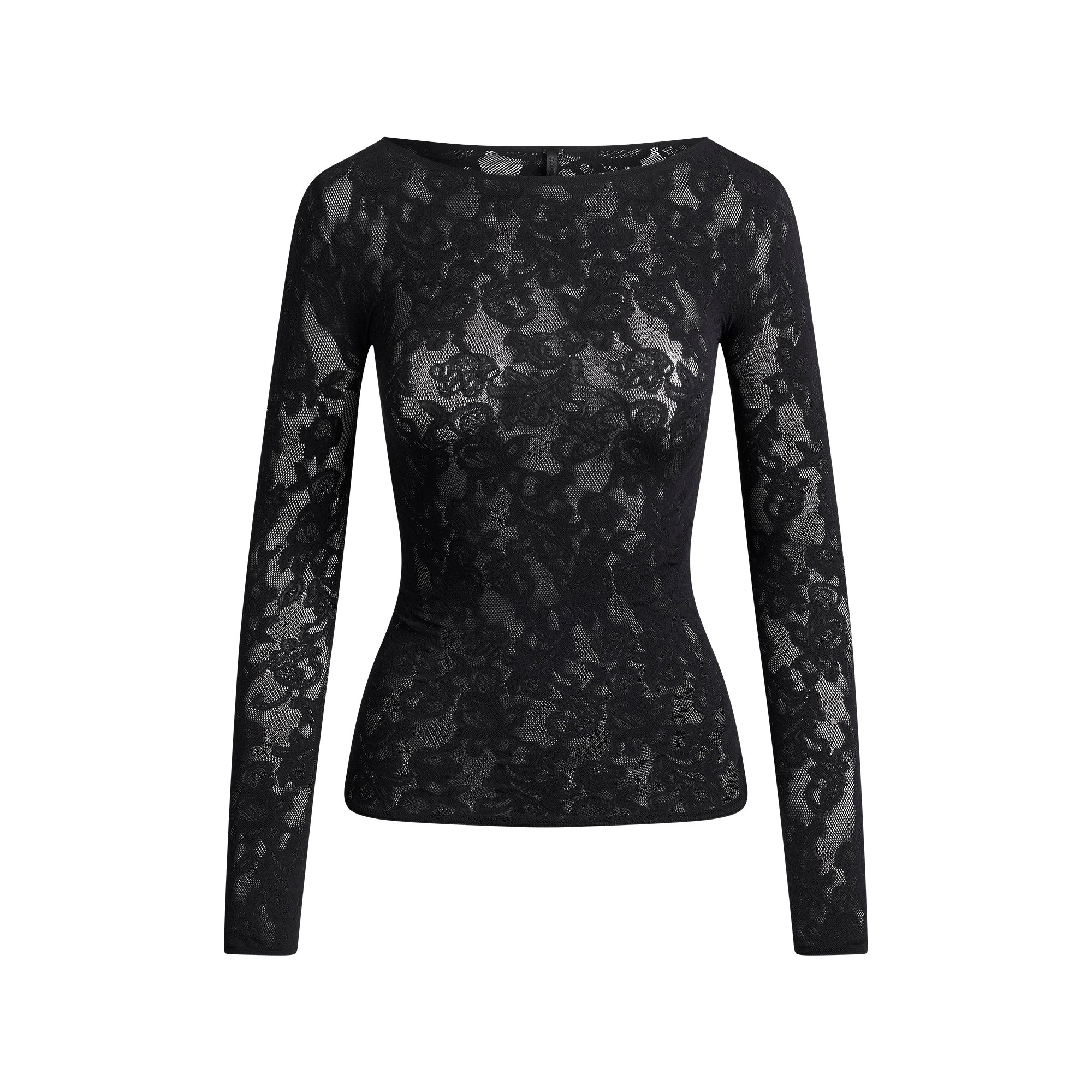 KNIT LACE BOATNECK TOP | OBSIDIAN | SKIMS (US)