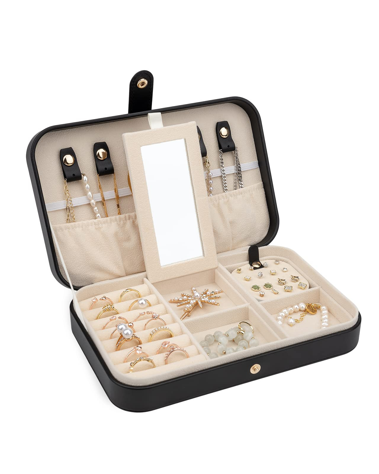 V-Lafuy Small Jewelry Box, Travel Jewelry Case Portable Jewelry Boxes for Women, 2-Layer Mini Jewelr | Amazon (US)