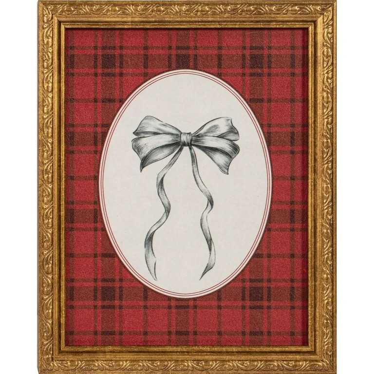My Texas House Seasonal Bow Plaid Framed Holiday Wall Art 8x10 | Walmart (US)