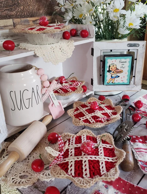 Cherry Pie for Tiered Tray Displays / Summer Décor / Fourth of July Decoration / Fake Bake / Far... | Etsy (US)