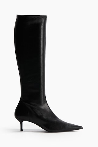 Heeled leather sock boots | H&M (UK, MY, IN, SG, PH, TW, HK)