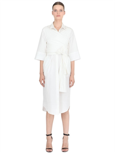 COTTON WRAP SHIRT DRESS | Luisaviaroma