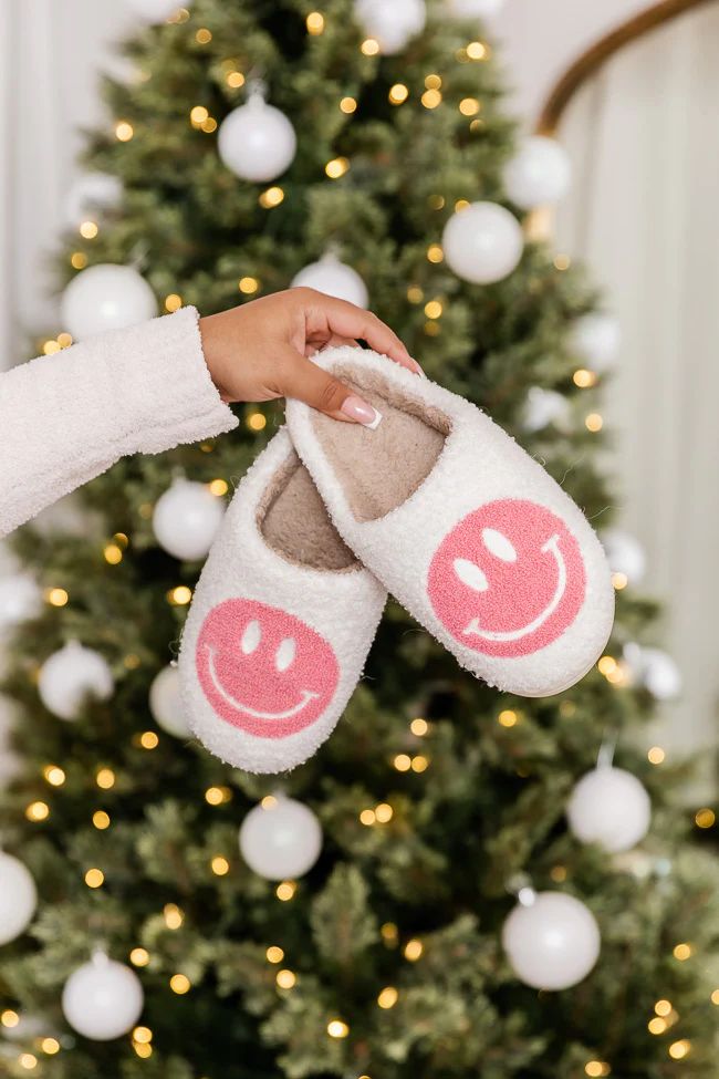Pink Smiley Slippers | Pink Lily