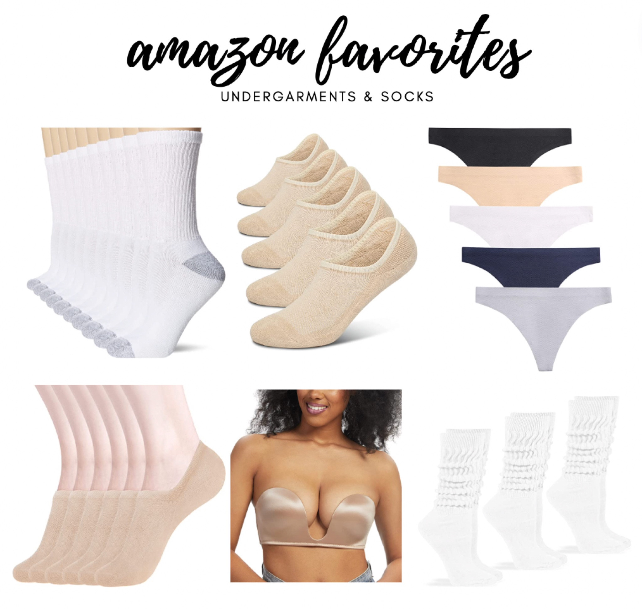 Amazon favorites - underwear, socks and low cut shirts strapless bra 



#LTKunder50 #LTKtravel #LTKFind