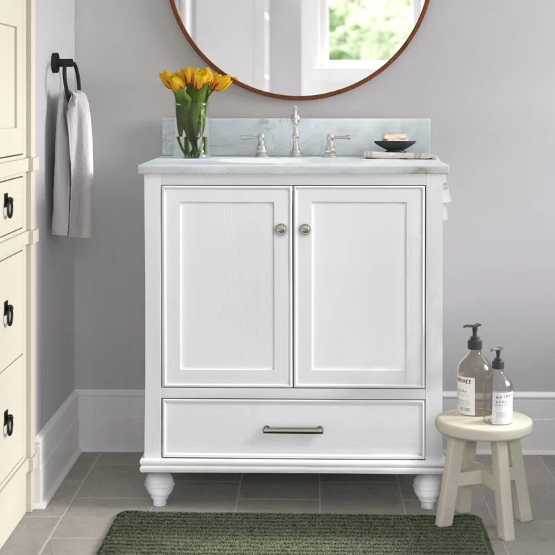 Angelissa 30'' Single Bathroom Vanity with Engineered Stone Top | Wayfair North America