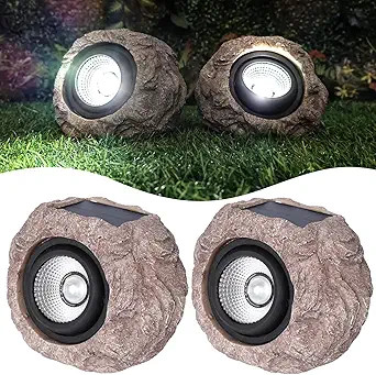 Solar Garden Rock Lights Outdoor - IP65 LED Waterproof Solar Spotlight, Solar Powered Landscape L... | Amazon (US)