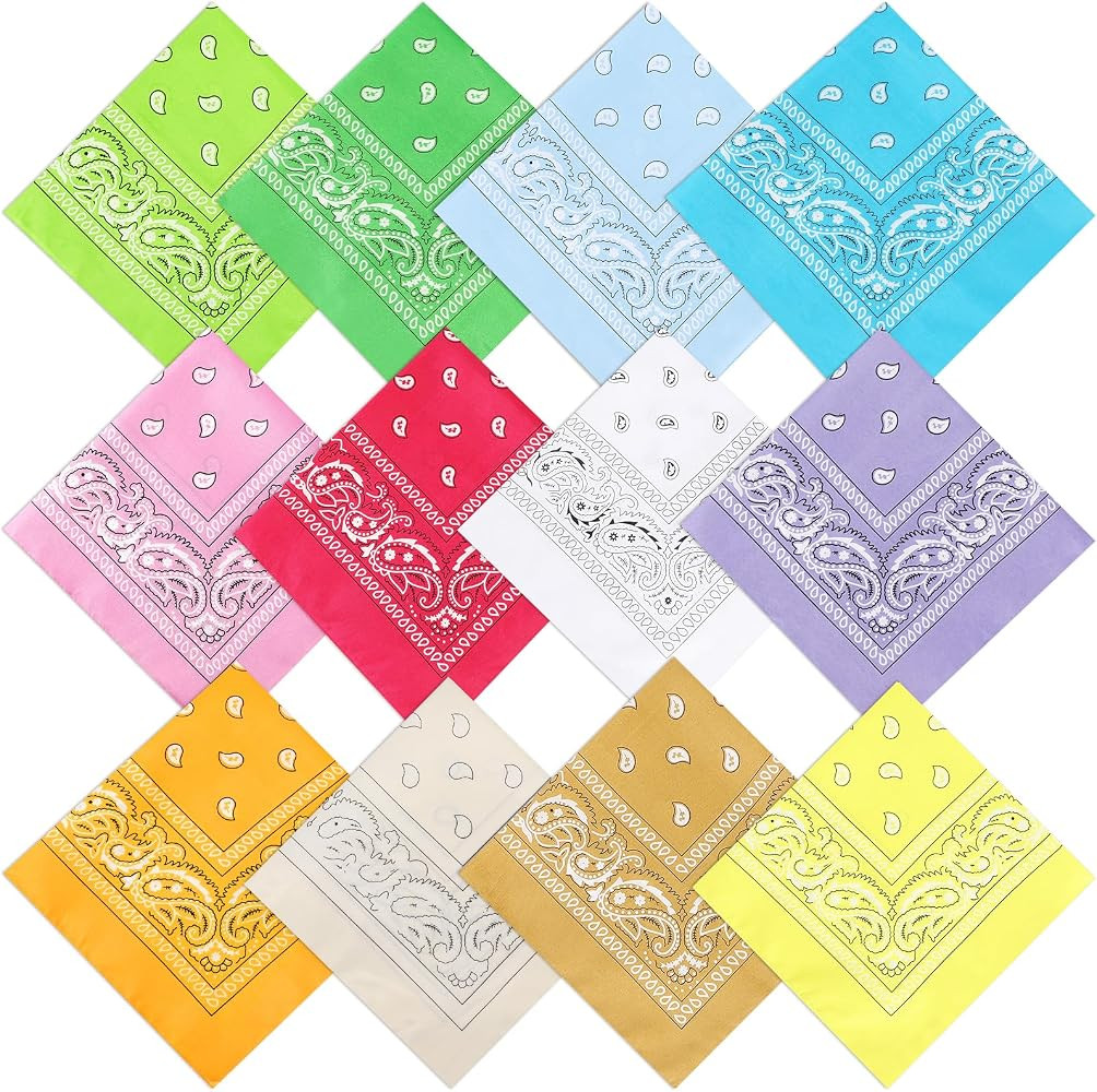 Jeatonge Bandana for Women Men Head Scarf 12 Pcs Headband 22in | Amazon (US)