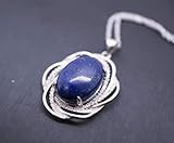 Large Natural Lapis Lazuli Pendant Sterling Silver The Vampire Diaries Blue Stone Jewelry | Amazon (US)
