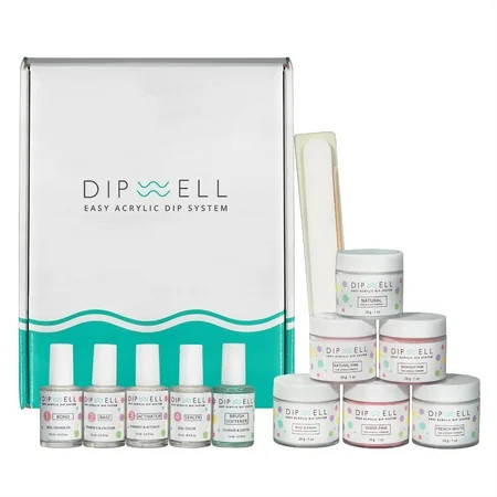 Dip Powder Nail Kit, Easy Acrylic Dipping and Gel Resin For Dip, Full System For French or Natural Set by DipWell Nails (Bond, Base, Activator, Sealer, Brush Softener + 6 Powder) | Walmart (US)