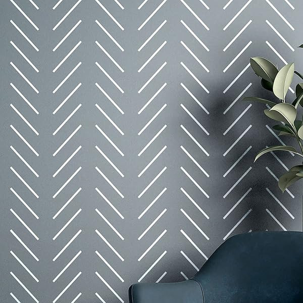 STENCILIT® Herringbone Simple Large Wall Stencil For Painting - XL 22“x 40“ - Diy Geometric All Over | Amazon (US)