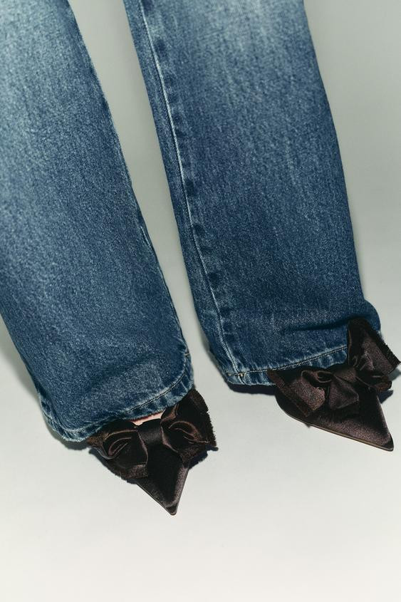 SATIN EFFECT SLINGBACK HEELS WITH BOW | Zara US