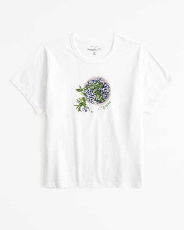 Short-Sleeve Strawberry Graphic Skimming Tee | Abercrombie & Fitch (US)