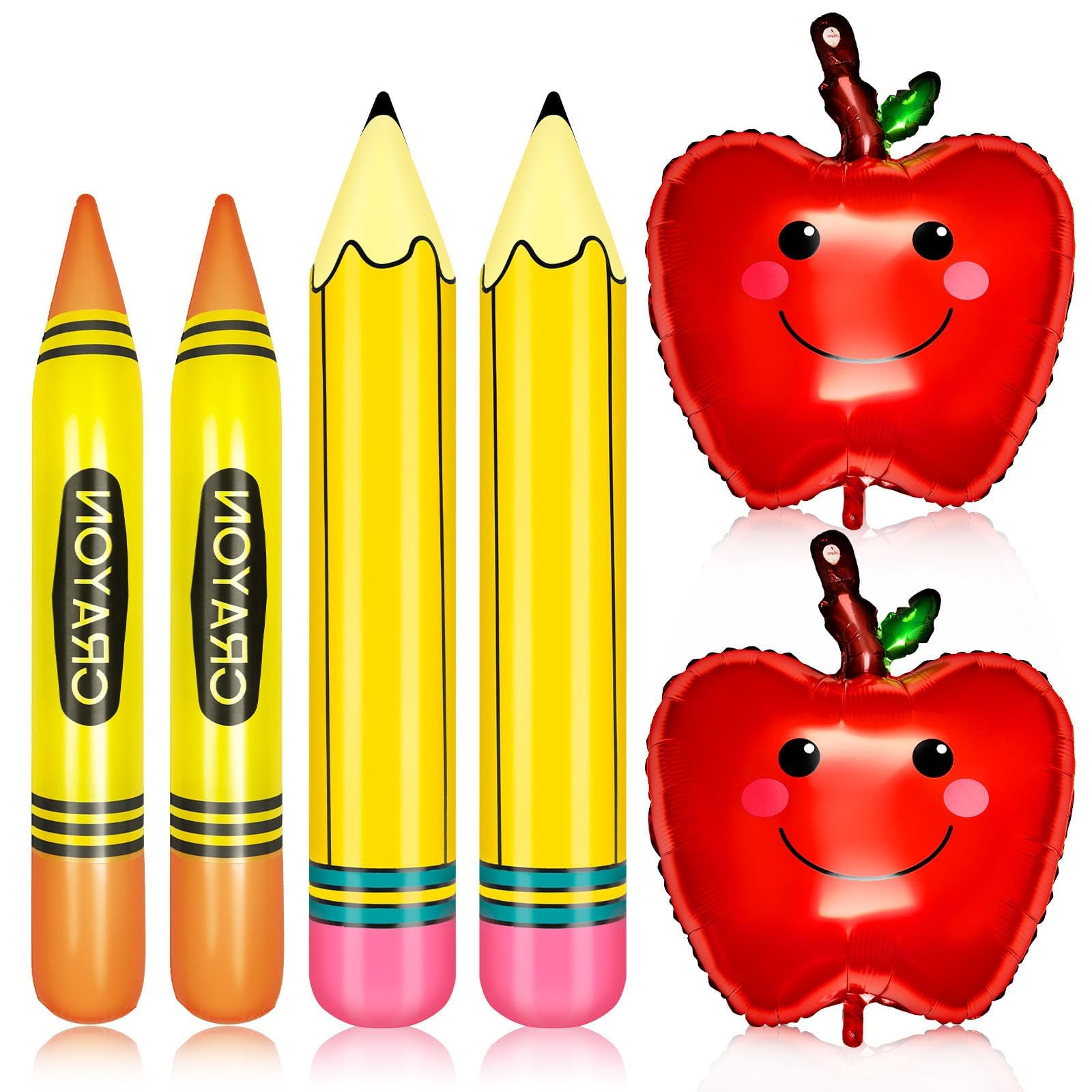 6 Pcs Apple Balloons with Gaint Pencil Balloons Crayon Balloon Sets for Back to School Balloon De... | Amazon (US)