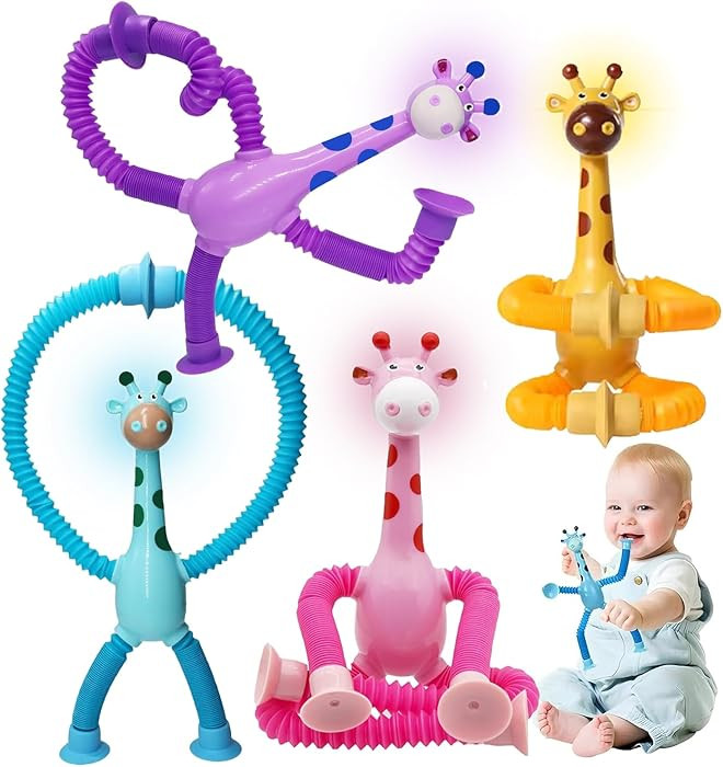 4 PCS Telescopic Suction Cup Giraffe Toy, Novel Funny Fidget Toys, Cartoon Telescopic Pipe Design... | Amazon (UK)