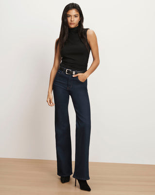 Veronica Beard Crosbie Slim Wide-Leg Jean Indigo Rinse | Veronica Beard
