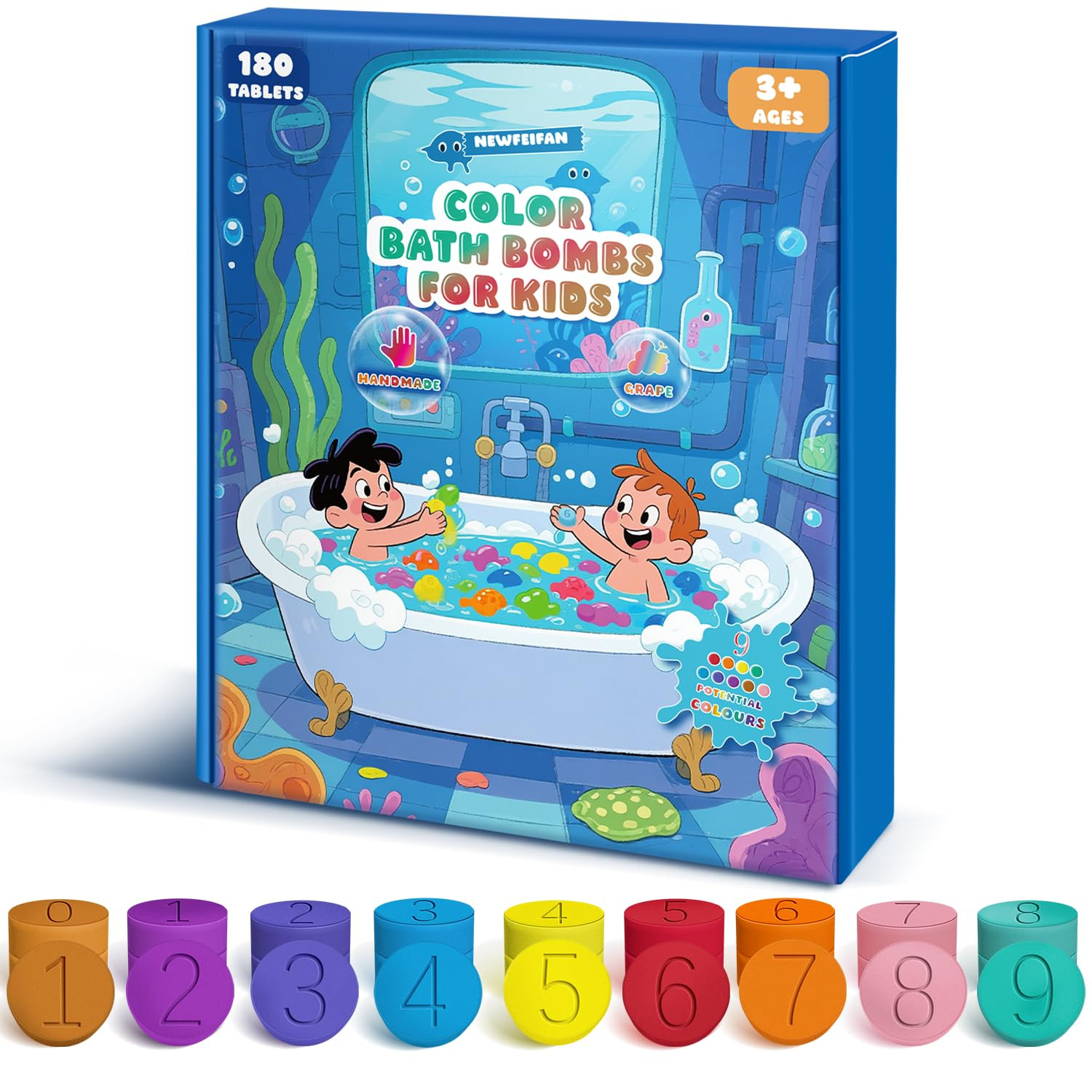 Bath Bombs for Kids - Halloween 180 Mini Color Tablets in 9 Bright Colors for Creative Bathtub Ar... | Amazon (US)
