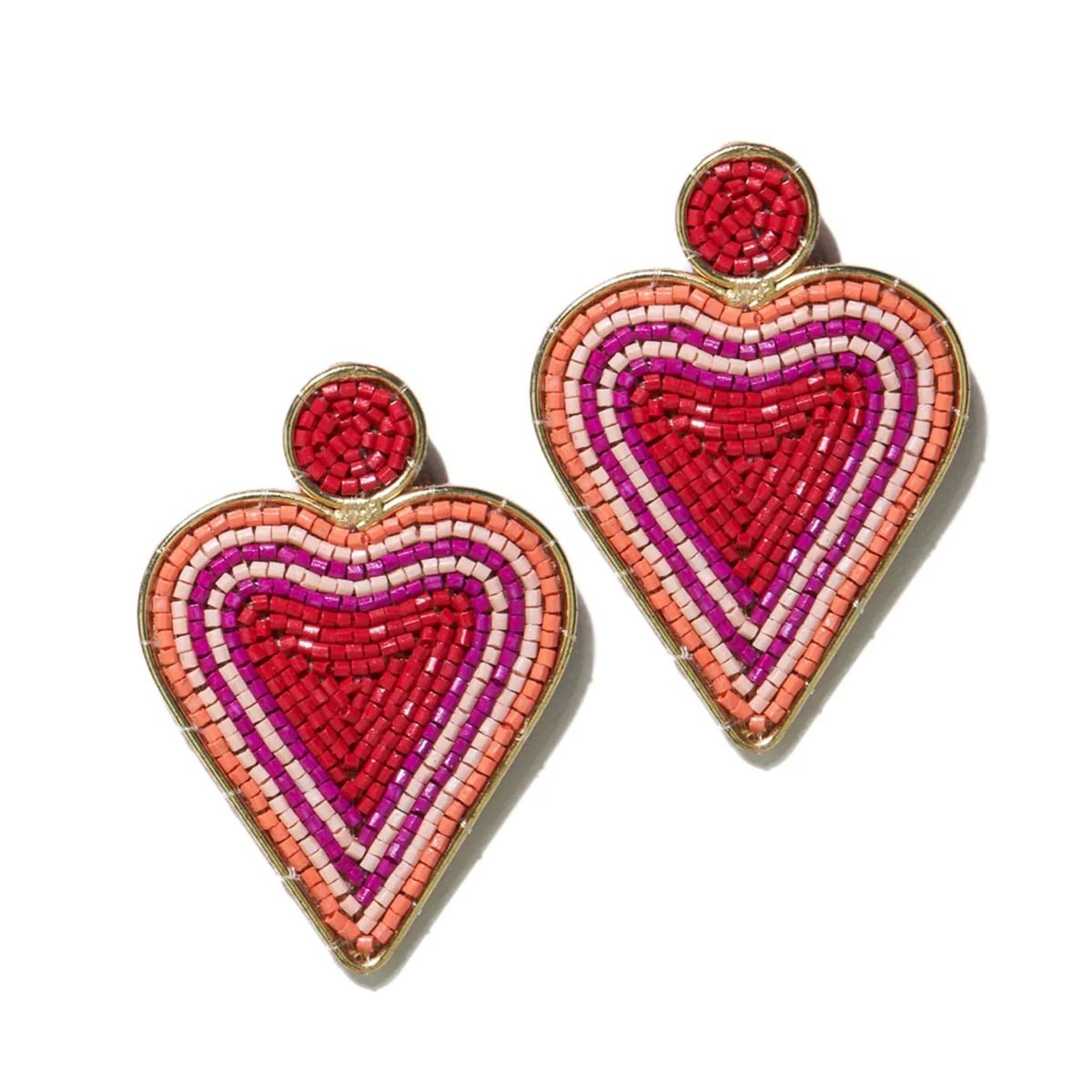 Rosie Heart Outline Earrings Red | INK+ALLOY