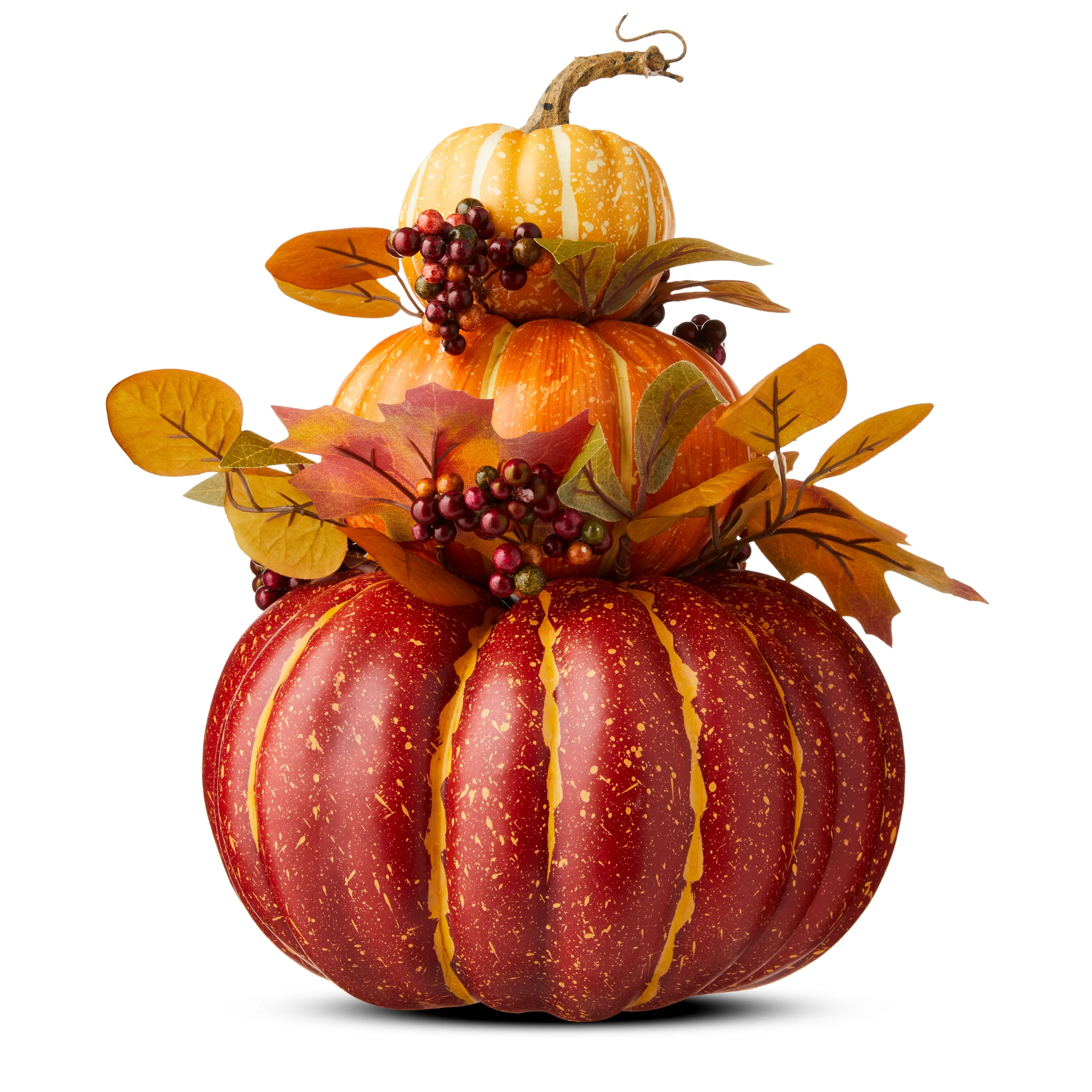 Harvest Yellow, Red and Orange Pumpkin Stack, 14", by Way To Celebrate | Walmart (US)