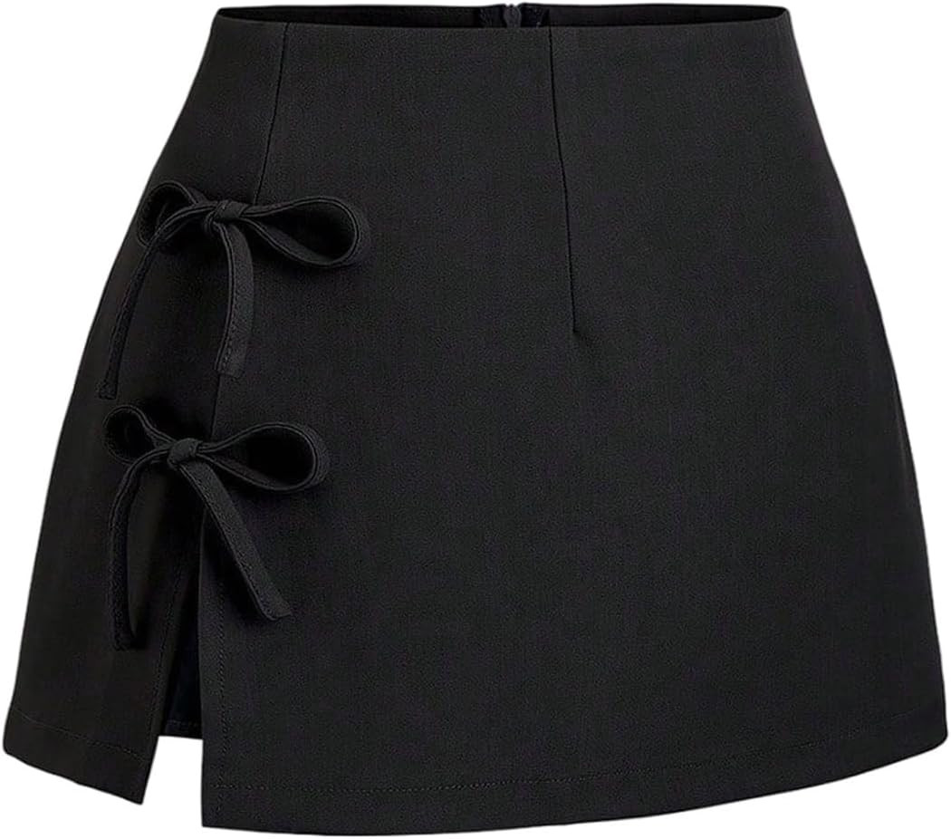 Milumia Women's Bow Knot Side Split Mini Skirt Sexy Shorts Skorts | Amazon (US)