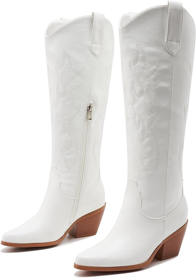 Cowboy Boots For Women -Wide Calf Knee High Cowgirl Boots Botas Vaqueras Para Mujer Classic Embro... | Amazon (US)
