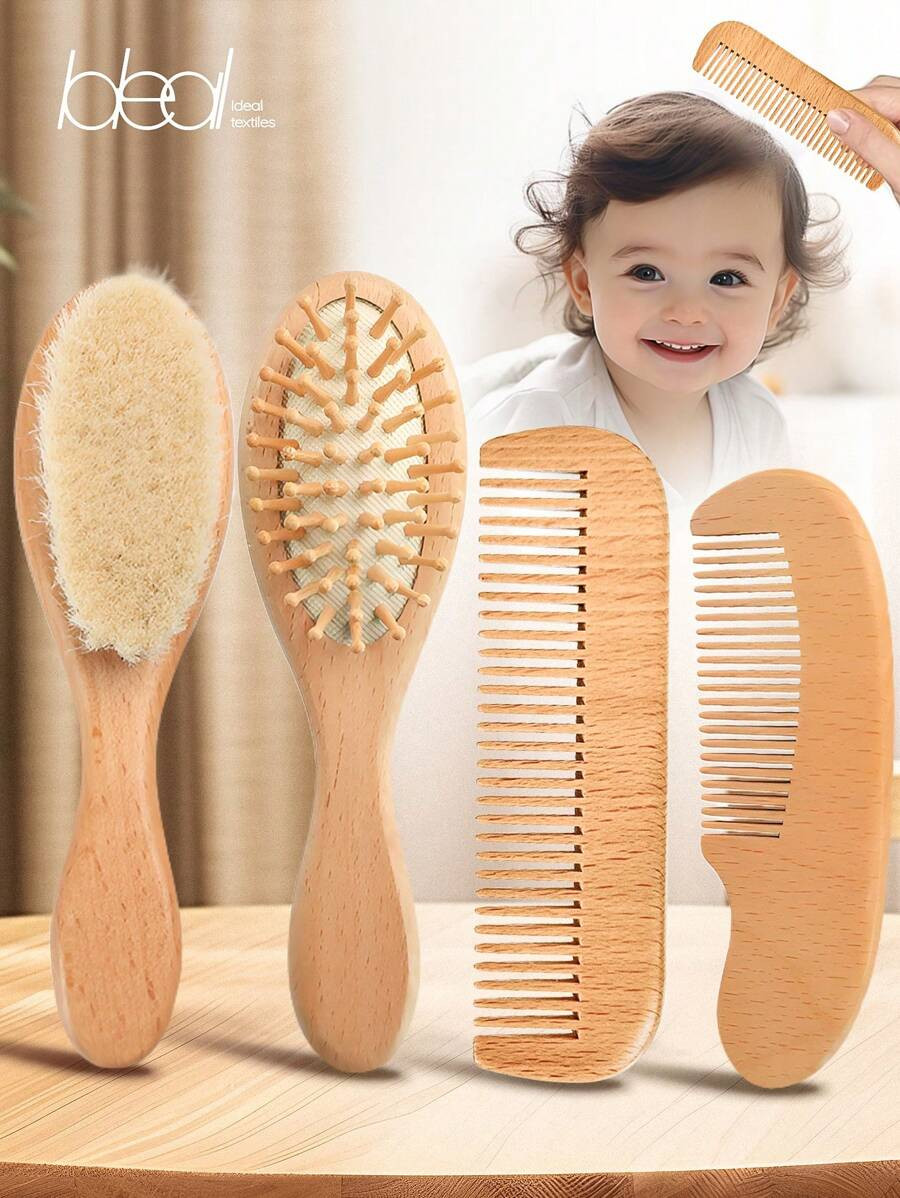 1pc Baby Comb Handmade Knitted Wooden Brush Shower Brush Scalp Massage Bath Brush Suitable For Ne... | SHEIN
