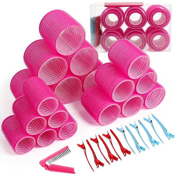 Jumbo Size Self Grip Hair Rollers Set, Salon Hair Set,with Hair Dressing Curlers (Jumbo, Large, M... | Amazon (US)