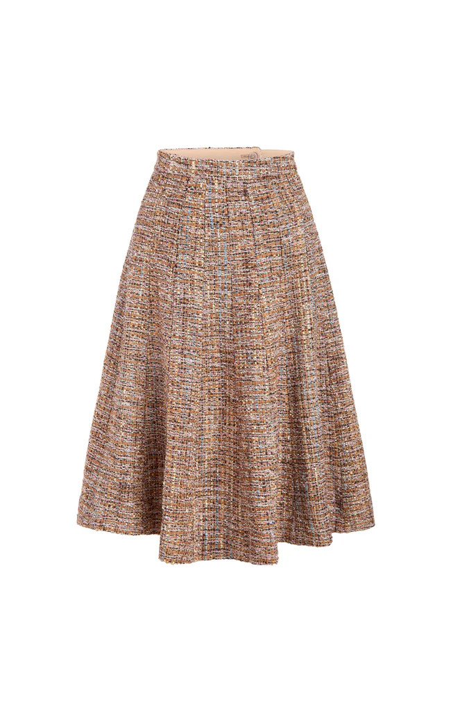 Wide-Sweep Tweed Panel Skirt | Etcetera