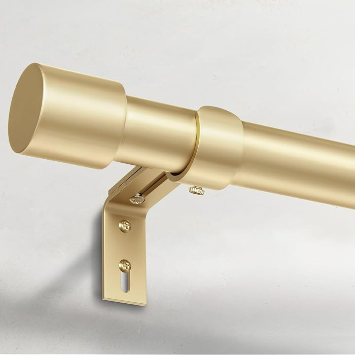Heavy Duty Curtain Rods for Windows 66 to 120 Inch, 1 Inch Gold Curtain Rod Adjustable, Decorativ... | Amazon (US)