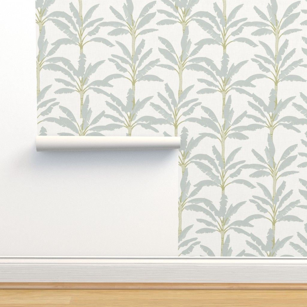 Modern Holiday - Pastel Mint Palms / Large | Spoonflower