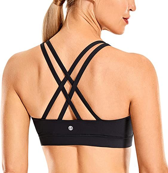 CRZ YOGA Women's Strappy Sports Bras - Criss Cross Back Workout Padded Wireless Yoga Bra | Amazon (US)