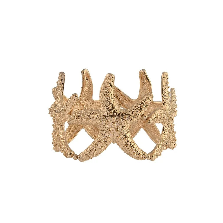 Time and Tru Adult Female Gold-Tone Metal Textured Starfish Stretch Bracelet | Walmart (US)