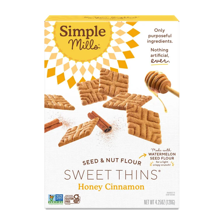 Simple Mills Seed and Nut Flour Sweet Thins, Honey Cinnamon, Gluten-Free, 4.25 oz | Walmart (US)