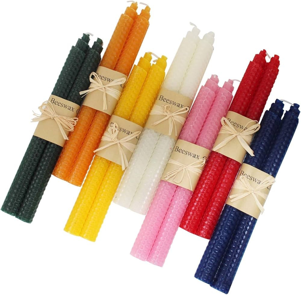 XIANGZHU Set of 14 Beeswax Handmade Taper Candles, 9 Inch Smokeless Dripless Wax Candles, Beeswax... | Amazon (US)