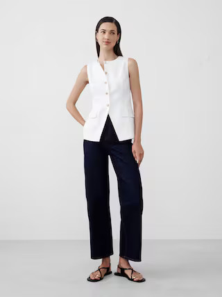 Linen-Blend Long Cutaway Vest | Banana Republic Factory