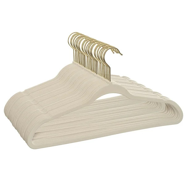 Better Homes & Gardens Velvet Clothing Hangers, 30 Pack, Beige, Non-Slip, Space Saving - Walmart.... | Walmart (US)