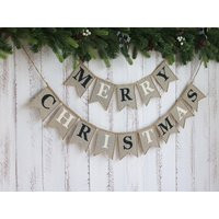 Merry Christmas Burlap Banner, Christmas Decoration, Merry Christmas Garland, Sign, Rustic | Etsy (US)