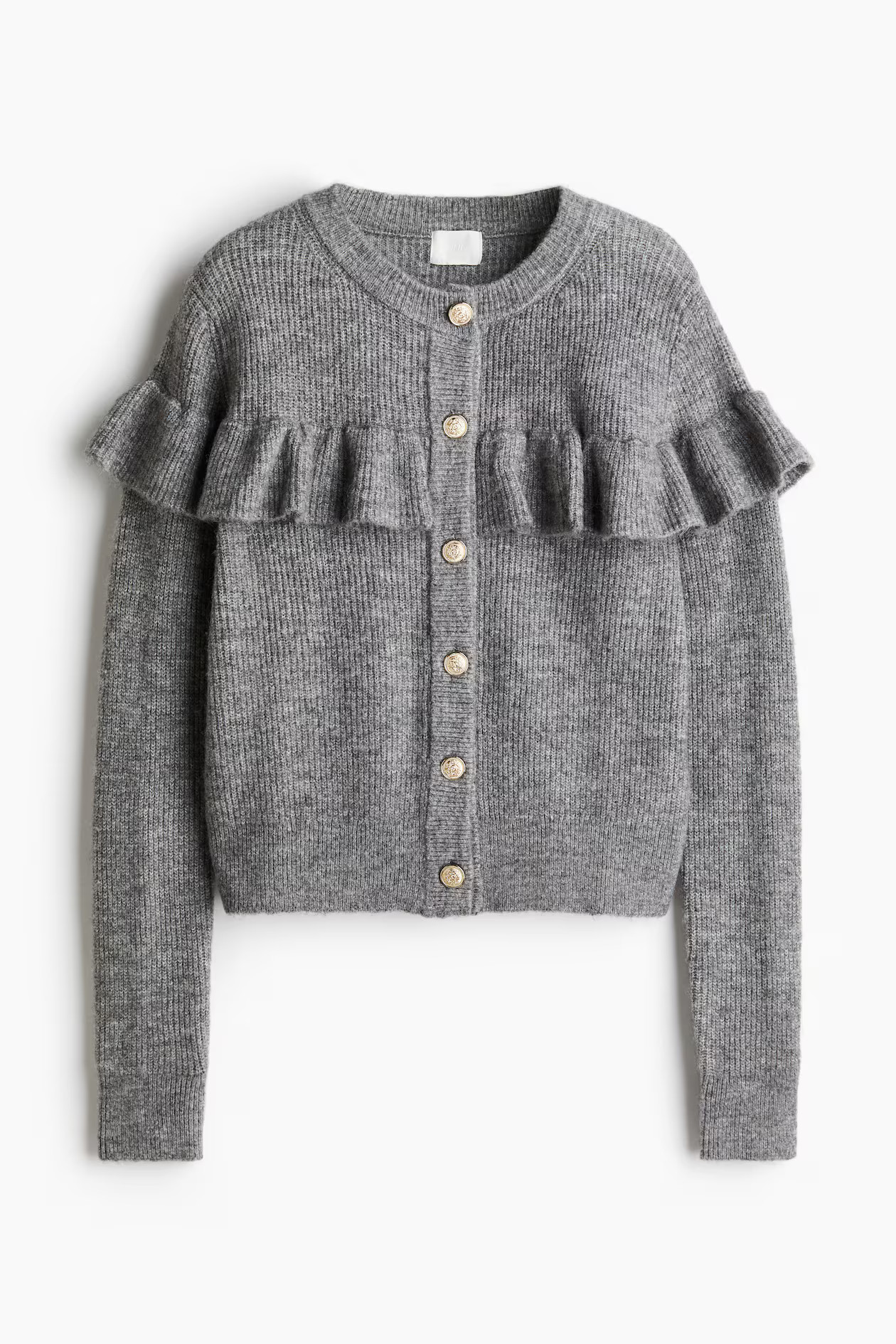 Ruffle-Trimmed Rib-Knit Cardigan | H&M (US + CA)