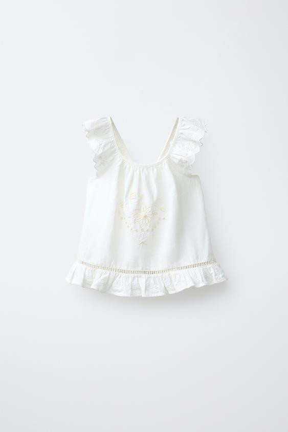 EMBROIDERED ROMANTIC TOP | Zara US