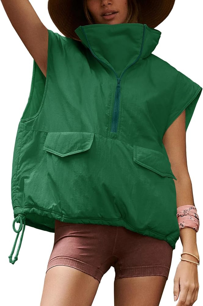 Tankaneo Women Oversized Puffer Vest Sleeveless Lightweight Quilted Jacket Cotton Padded Coat Out... | Amazon (US)