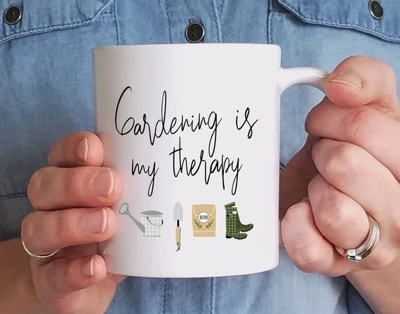 Gardening is my therapy, funny gardening mug, gift for gardener, plant lady mug, mug for mom, lov... | Etsy (US)