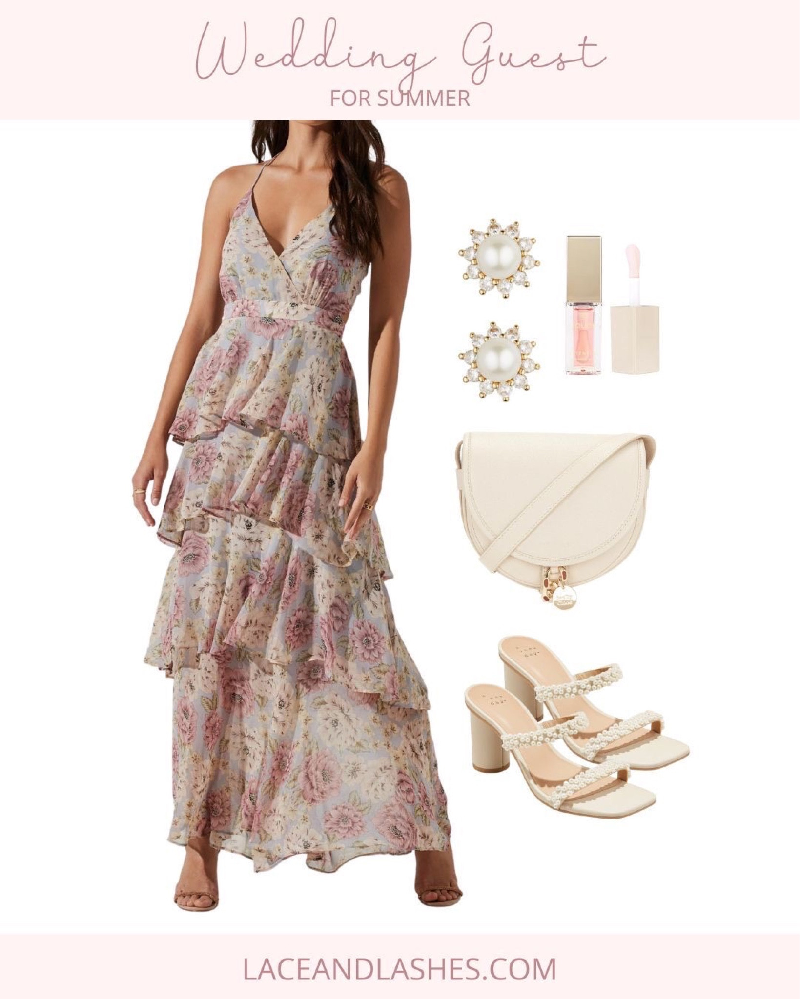 Summer wedding guest look! Gorgeous pearl detail sandals and tiered detail dress! 

#LTKwedding #LTKSeasonal #LTKFind