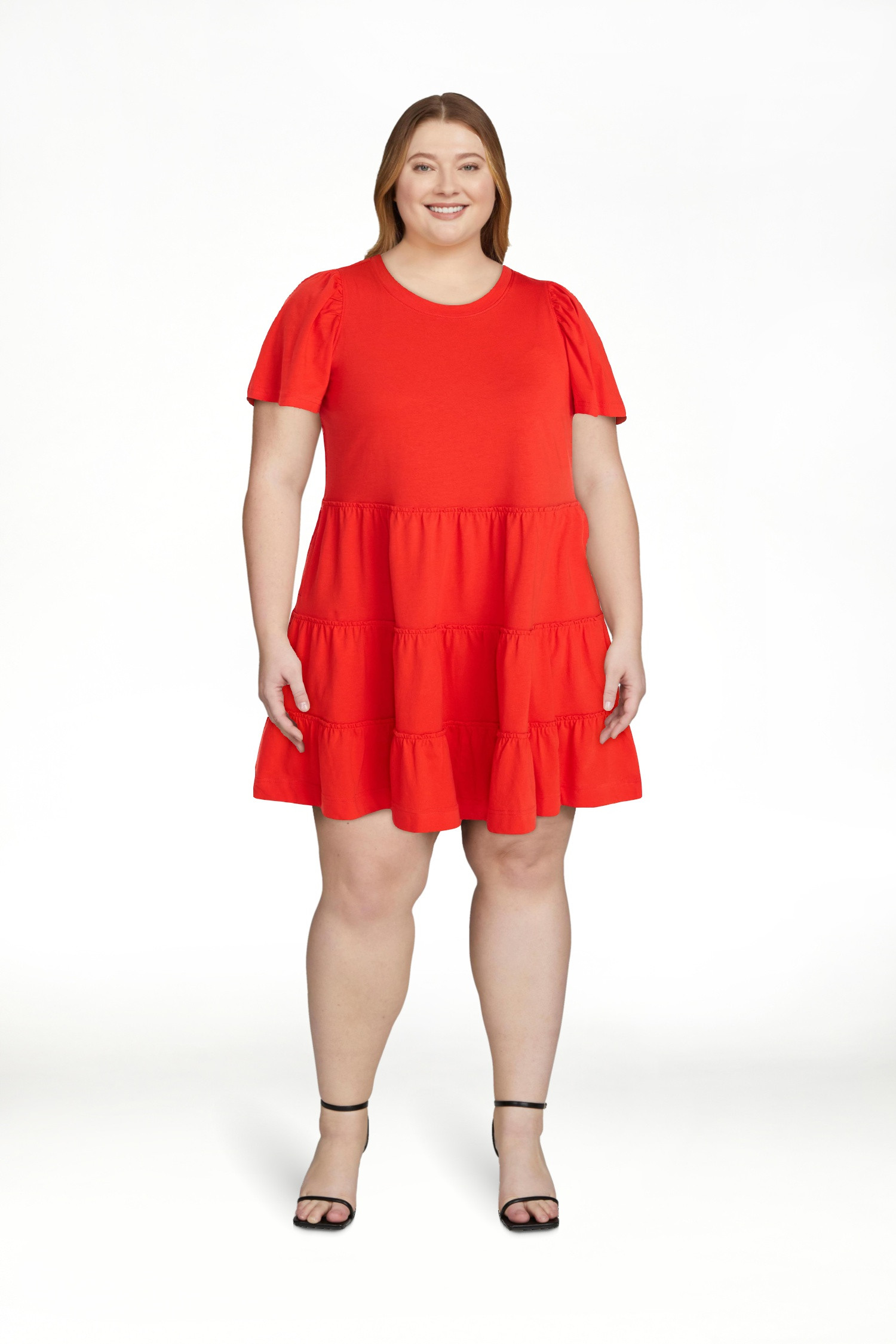 Time and Tru Women's and Women’s Plus Cotton Swing Dress with Short Sleeves, Sizes XS-4X | Walmart (US)