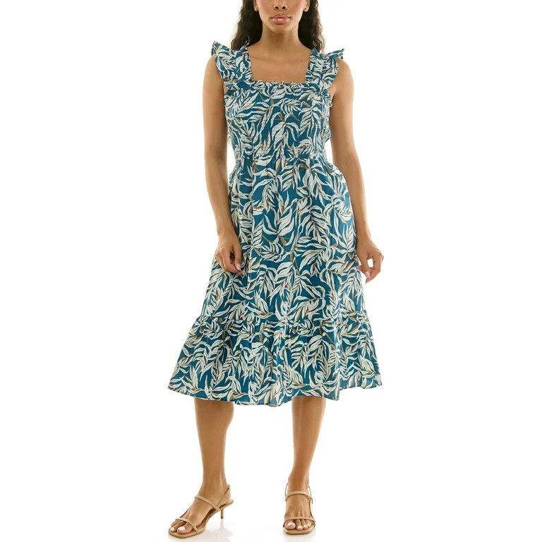 Nanette Lepore Women's Smocked Flutter Sleeve Midi Dress, Sizes XS-XXXL | Walmart (US)