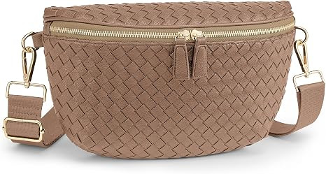 KALIDI Woven Crossbody Bag for Women Travel Vegan Leather Belt Bum Bag | Fanny Packs for Woman Tr... | Amazon (US)