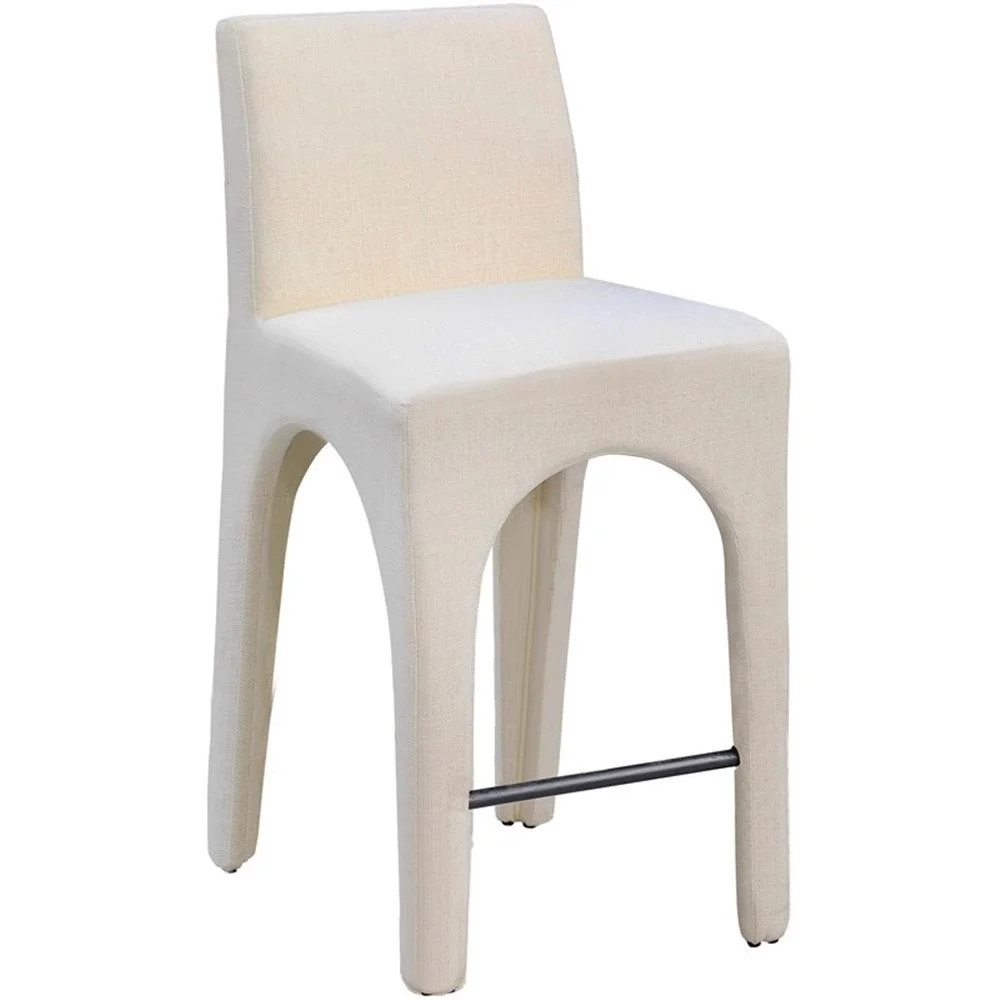 Meridian Furniture Gramercy Beige Linen Textured Fabric Stool - Walmart.com | Walmart (US)