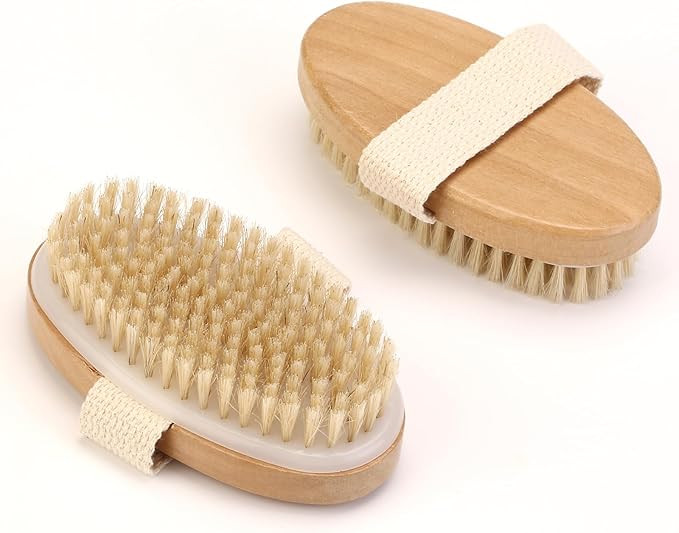 2Pcs Natural Bristle Exfoliating Brush, Body Scrubber for Lymphatic Drainage, Blood Circulation, ... | Amazon (US)