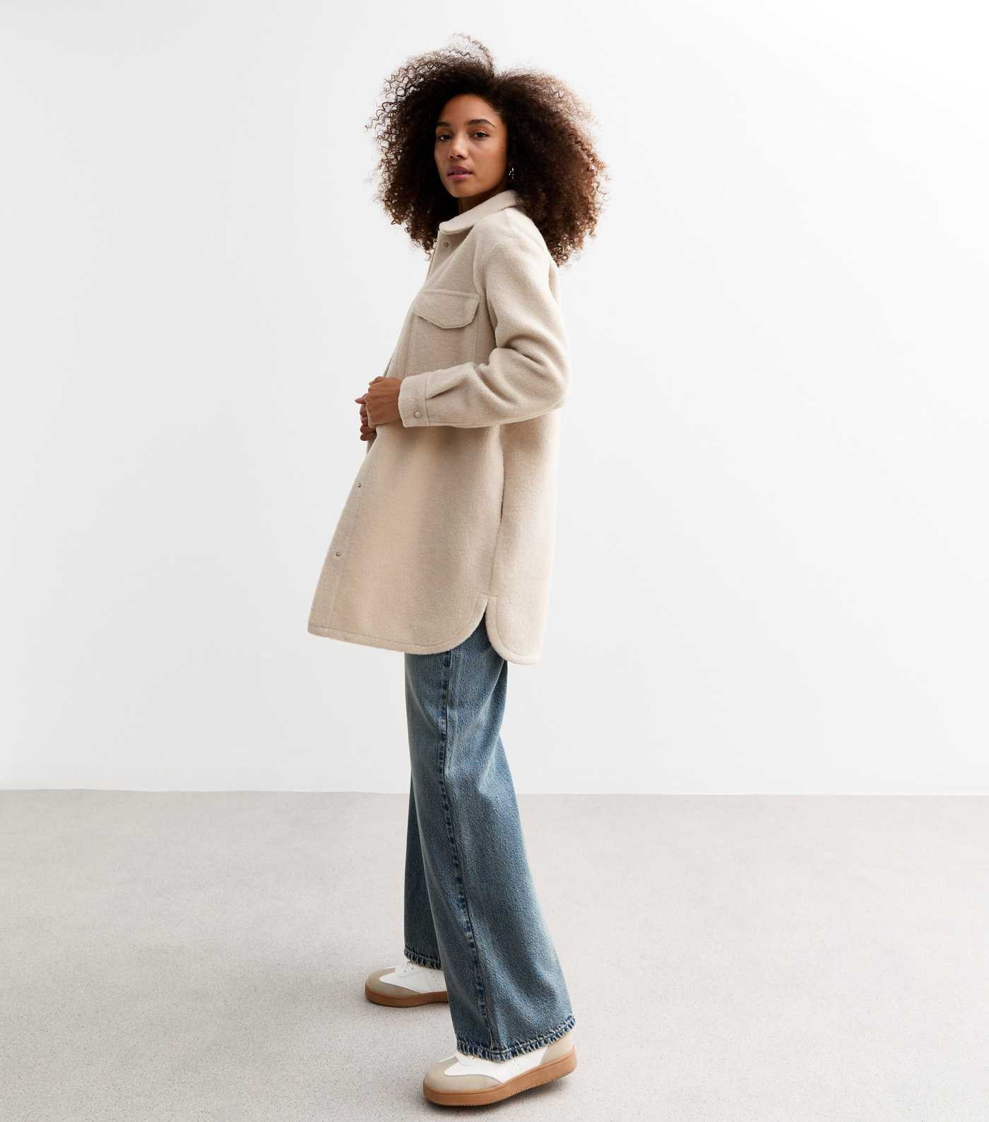 Cream Felted Press Stud Shacket
						
						Add to Saved Items
						Remove from Saved Items | New Look (UK)